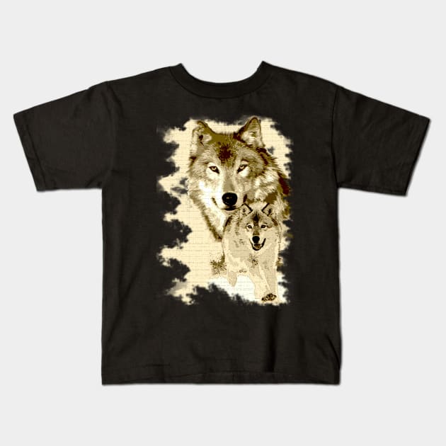 Wolf of Alaska Kids T-Shirt by dejava